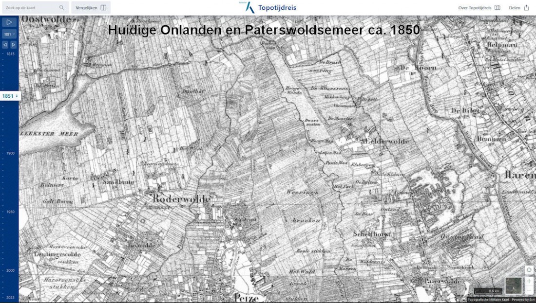 Onlanden en Paterswoldsemeer ca. 1850